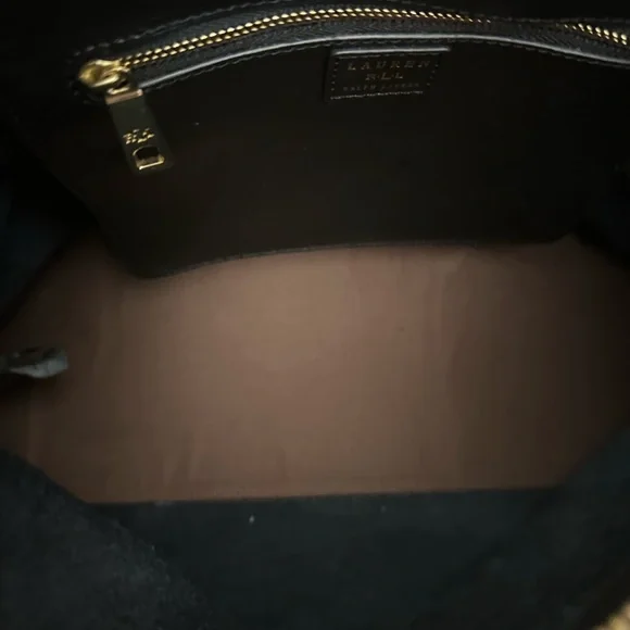 Lauren Ralph Lauren Black Leather Satchel Top Handle Crossbody Bag - Picture 6 of 16